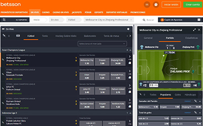 Página en vivo de fútbol en Betsson.