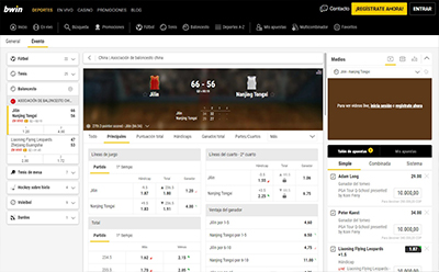 Página en vivo de baloncesto en bwin.