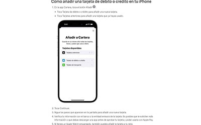 Indicaciones sobre cómo configurar una tarjeta en Apple Pay