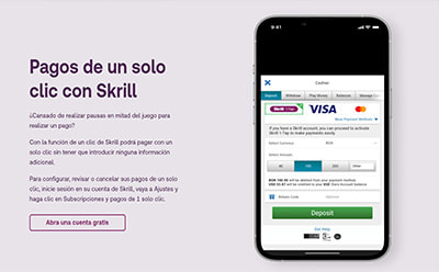 Pantalla donde se configura la cuenta de Skrill