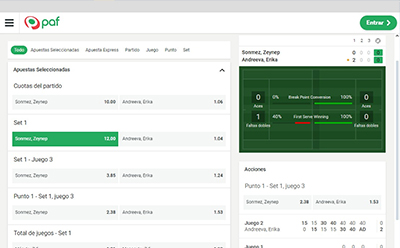 Página en vivo de tenis en Paf.
