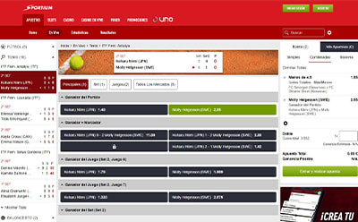 Página en vivo de tenis de mesa en Sportium.