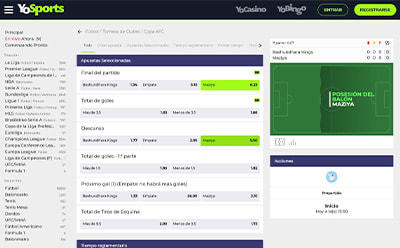 Página en vivo de fútbol en YoSports.